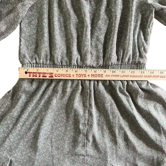 Trixxi Women’s Green Floral Mini Dress, Size M, Puff Sleeve, Smocked Waist Lined - Picture 4 of 10